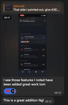 Message from a trader: “I see those features I noted have been added great work tom. This is a great addition Ngl”.